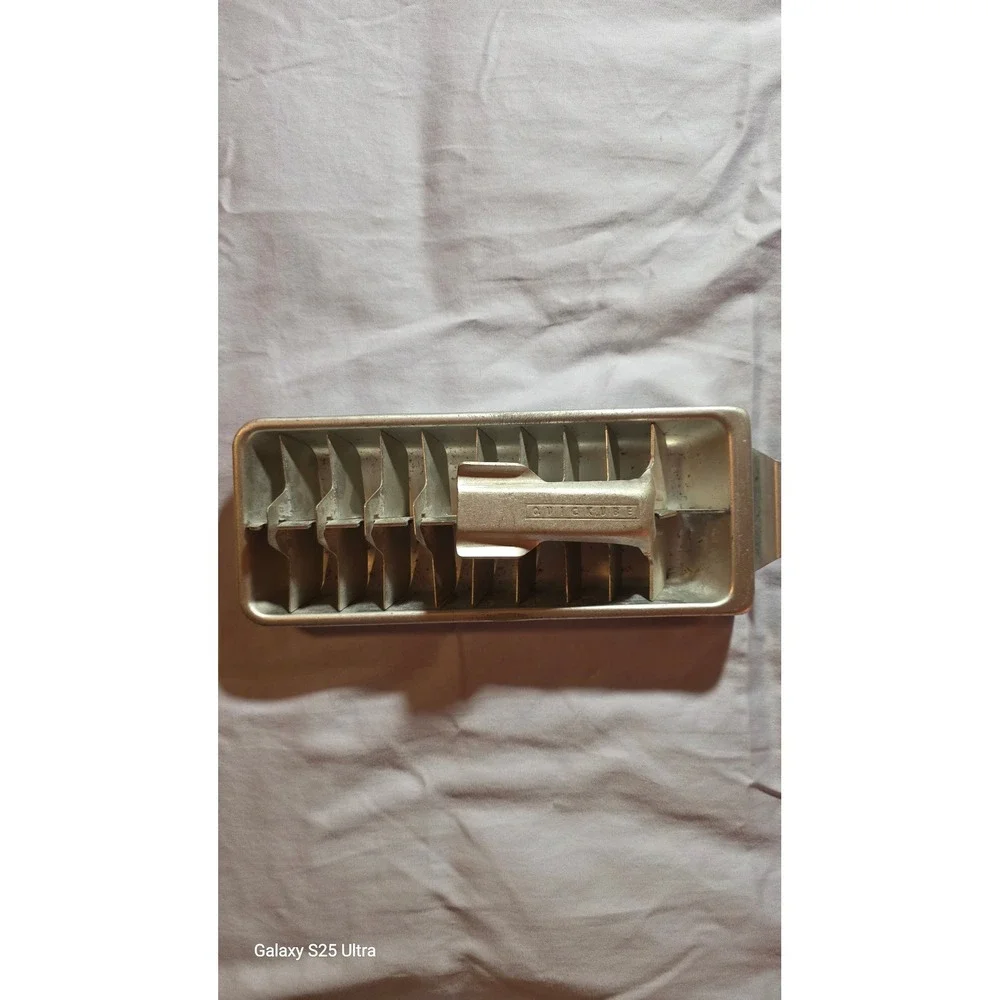 Vintage Frigidaire Quickube Aluminum Ice Cube Tray Metal Lever Release 2 Piece